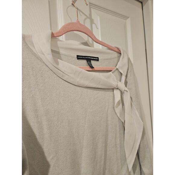 Vintage Linda Allard Ellen Tracy Cashmere Sweater Large Mint Green Silk Tie - Picture 2 of 7